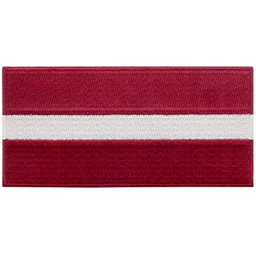 EmbTao Latvia Flag Patch Embroidered National Morale Applique Iron On Sew On Latvian Emblem