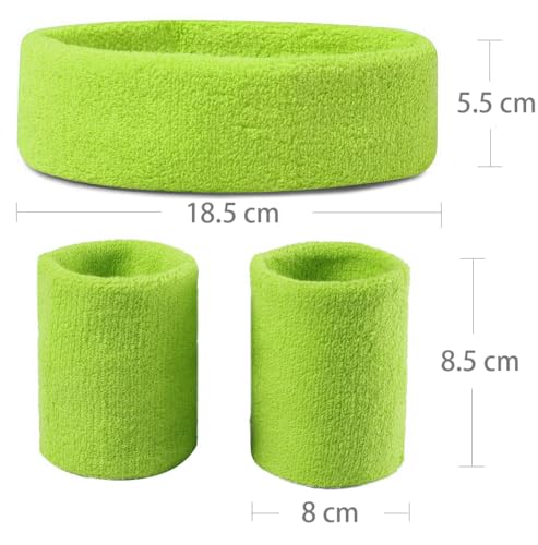 Sweatbands (Headband/Wristband Set) for Working Out,80's Costume Party Neon Yellow