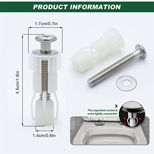 Toilet Seat Screws Fittings, 8 Pcs Universal Toilet Seat Hinges Screws Lid Top Fixing Hinge Replacement Nuts for Toilets WC Blind Hole - Image 3