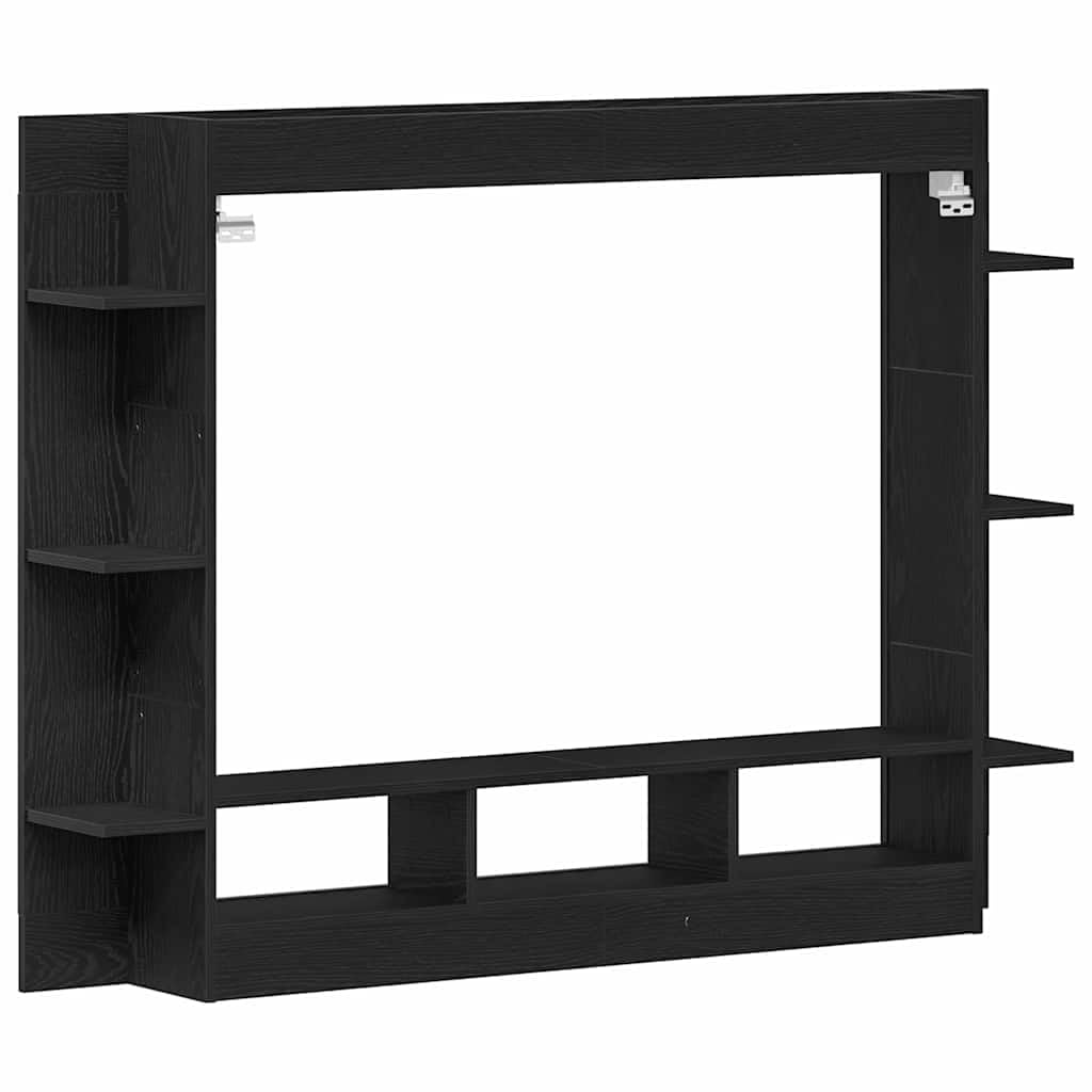 Mueble de TV montado en la pared con aspecto de roble negro, 152 x 22 x 113 cm, mueble bajo flotante, de madera, moderno mueble de TV colgante con estante para salón