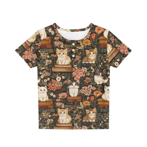 Girls Button Henley Shirts 2-16 Years Kids Summer Short Sleeve T-Shirts Casual Outdoor Back to School Outfits