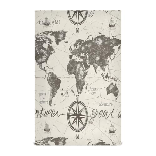 STAYTOP Retro World Map Kitchen Dish Towel Set,6Pcs Drying Kitchen Towels Tea Towels Gift Set for Drying Cleaning Cooking Baking