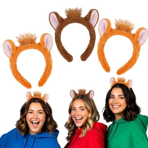 Kirei Sui 3-Piece Chipmunks Ears Headband Costume for Halloween Christmas Party Accessories Adult Cosplay