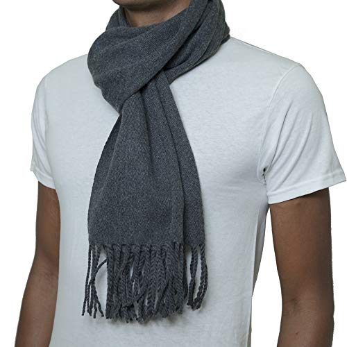 Alpine Swiss WS-960 Mens Plaid Scarf Soft Winter Scarves Unisex,Solid Gray,One Size thumb #1
