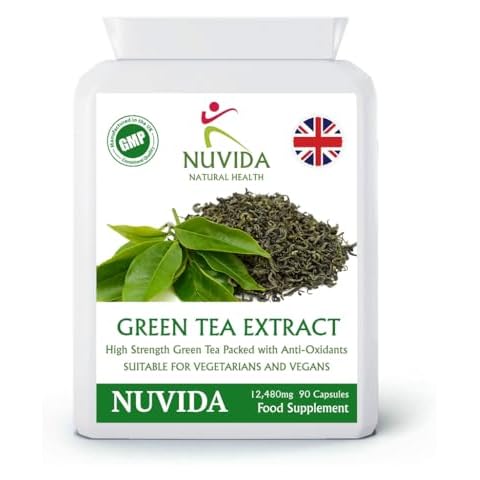 Green Tea Capsules - 90 High Strength Green Tea Extract Capsules - A Natural Green Tea Supplement and Powerful Antioxidant - Vegan and Vegetarian Friendly Cover
