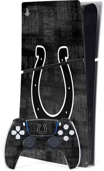 Skinit Decal Gaming Skin Compatible with PS5 Slim Digital Edition Bundle - Officially Licensed NFL Indianapolis Colts Black & White Design