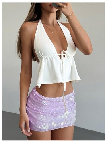 Image of Floerns Women's Sequin Low Waist Mini Skorts Night Out Skirt Shorts