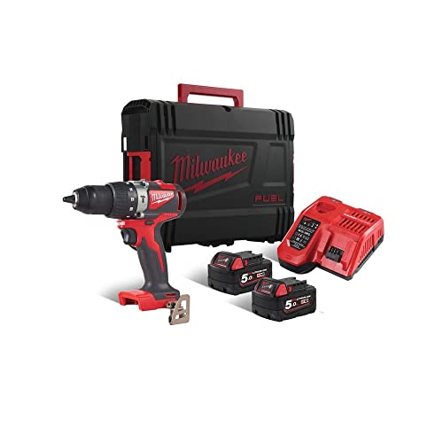 Milwaukee M18 BLPD2 18V Brushless Combi Drill with 2X 5.0Ah Batteries, Charger & Case