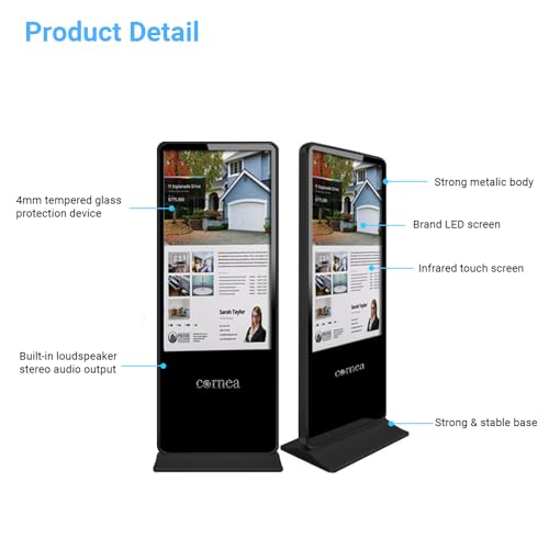 Image of Cornea Digital Standee 43 Inch Non Touch Screen Kiosk - Floor Stand Digital Signage and Displays Android Wi-Fi IPS for Restaurants,Exhibition,Shopping Malls,Weeding Ceremony & Real State Projects