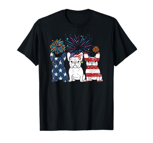 French Bulldog American Flag 4th of July Independence Day T-Shirt