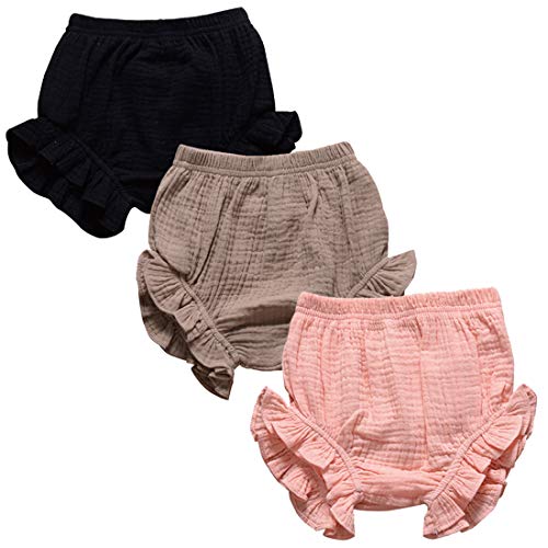 Image of 3PC Shorts Set Newborn Baby Girls Boys Pants Cotton Linen Blend Cute Floral Bloomers Triangle Shorts