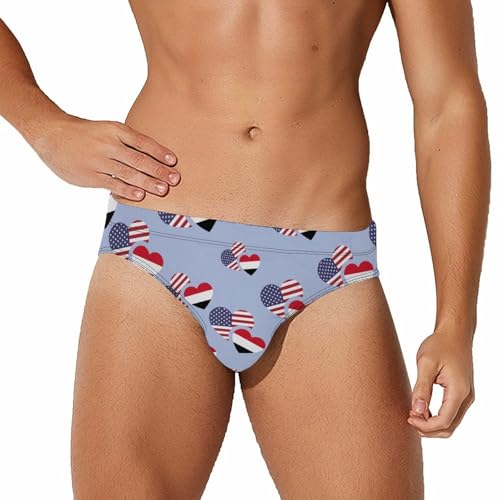 Yemen U.S. Flag Mens Swim Briefs Bikini Sexy Low Rise Trunks Swimsuit Bathing Suit Beach