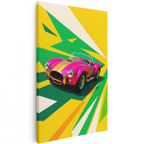 Artaza Cuadros Decoración Salón Modernos Coche Deportivo Rosa - 40x60 cm - Cuadros De Coches Pop Art - Decoración Pared Salón - Cuadros Decorativos