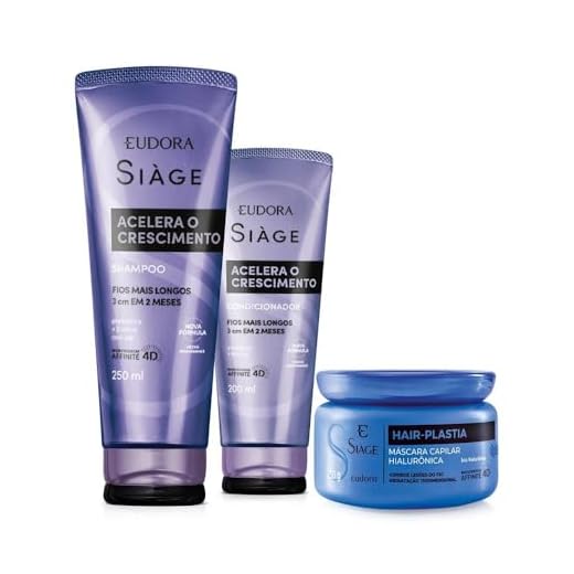 Eudora kit Siàge: Shampoo Acelera o Crescimento 250ml + Máscara Hair-Plastia 250g + Condicionador Acelera o Crescimento 200ml