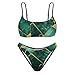 OPOZSDF Sexy Beach Bikini Sets for Women, Two Pieces Bathing Suit with Adjustable Strap Fashion High Cut Swimsuit Emerald Green Marbled Gold Glitters Green Marble Swimwear (XL)