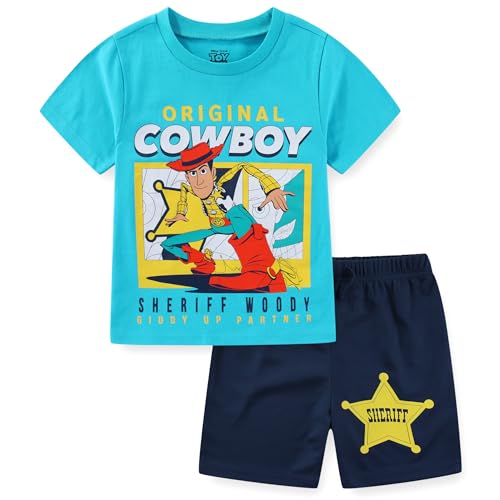 Disney Toy Story Woody Boys Short Sleeve T-Shirt and Mesh Short Set for Toddler and Big Kids