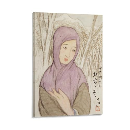 竹久夢二《女十題 北方の冬》絵画ポスター プリント キャンバス 壁アート モダン ホーム装飾 画像 壁の絵 版画 ギフト24x36inch(60x90cm)