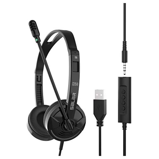 NODARA Auriculares USB, Auriculares de 3,5 mm/USB con micrófono de reducción de Ruido, Auriculares comerciales con función de Chat de Skype, compatibles con Mac, PC, teléfonos Android