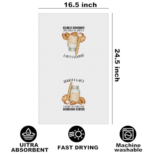 Image of Funny Sourdough Baking Kitchen Towels 24x14 Inch, Baking Lover Gifts Decorative Hand Towels, Sourdough Starter Waffle Weave Hand Tea Towel for Kitchen Home Decor, Housewarming Gifts for Women Friend