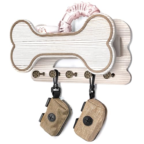 Soporte de correa para perro para pared con estante de cosas 2