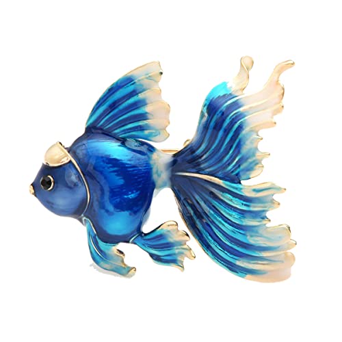 Image of Gold Fish Brooches Women Christmas Metal Fish Enamel Banquet Brooch Pins