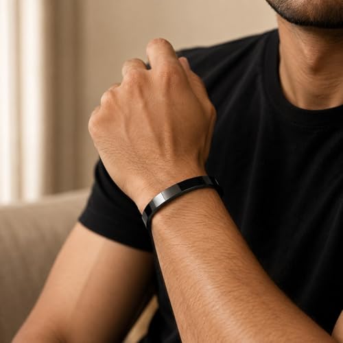 Image of MEENAZ bracelet for man Boys brother boyfriend gents / Fashion Black Kada for men / black Bracelet for Men Stainless Steel Kada for boys Kadas open Bracelets Birthday Gift valentine Anti tarnish Jewellery 527
