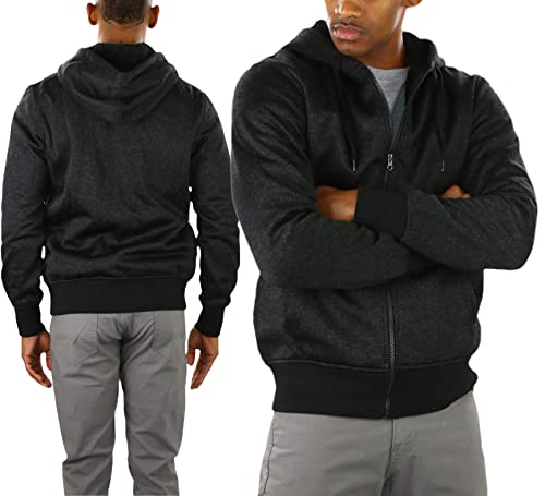 Image of ToBeInStyle Men's Polar Fleece Long Sleeve Zip Up Kangaroo Pocket Cold Weather Hoodie Jacket
