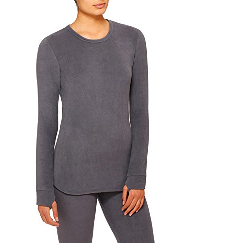 Cuddl Duds ClimateRight Long Sleeve Crew Stretch Fleece (X-Small, Dark Heather Grey)