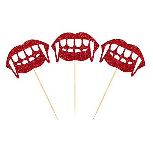 Mgpferd ZK0500 24 Pcs Vampire Teeth Cupcake Toppers Halloween Boy And Girl'S Horror Party Theme Cake Insert Mgpferd thumb #3