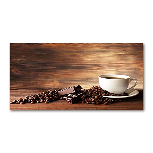 Tableau sur toile 100x50 cm café et chocolat déco murale cuisine marron