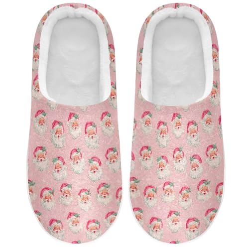 Fuzzy Memory Foam Slippers for Women/Men Santa Claus Head Pattern Fluffy Winter House Shoes Indoor and Outdoor2