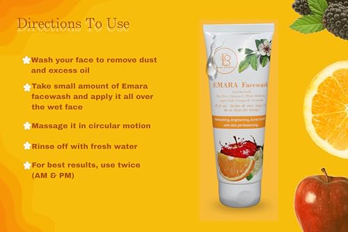 Image of EMARA Facewash with Tea Tree Oil, Vitamin C, Apple Cider Vinegar and Ceramide