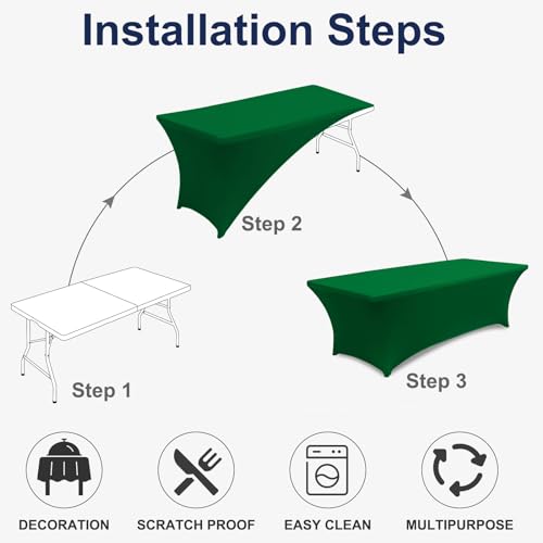 Nappe polyester extensible vert forêt 1,8 m infroissable lot de 2 - 4