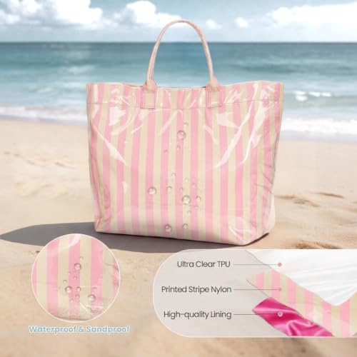 Image of Lushandy PVC Tote Bag for Women Jelly Beach Bag Top Handle Hobo Handbag | Water-Resistant, Wipe Clean, Lightweight