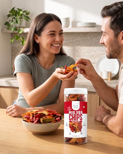 Image of Mix Veg Chips Desi Masala | Baked Multigrain Vegetable Chips | High Protein Healthy Snack | Gluten Free, High Fiber | No Trans Fat | Tasty Indian Snack for All Ages - 150g
