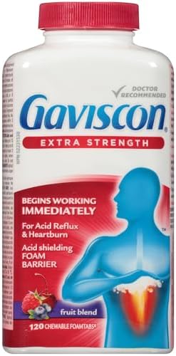 Gaviscon Extra Strength Tablets - 120 Count - Chewable Foaming An...