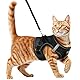 Wanmu Katzengeschirr mit Leine, Ausbruchsicher Softgeschirr Brustgeschirr für Katze, Verstellbar Atmungsaktive Katzenleine für Kätzchen Welpen(Schwarz, XL)