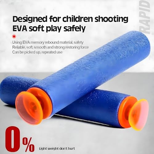 Image of VERAT Hollow Out Soft Foam Refill Darts for N-Strike Elite Series Blasters (Suction-Bullet-Blue, Pack of 150)