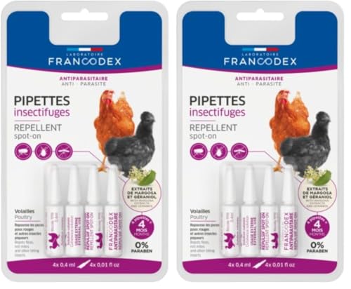 Francodex-Pipettes insectifuges Lotion pour Poules, oies et Canards 4 pipettes-FR-174220 (Lot de 2)