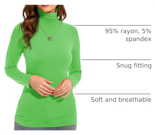 Image of Womens Long Sleeve Turtleneck T-Shirts Casual Lightweight Slim Fit Cozy Base Layer Top