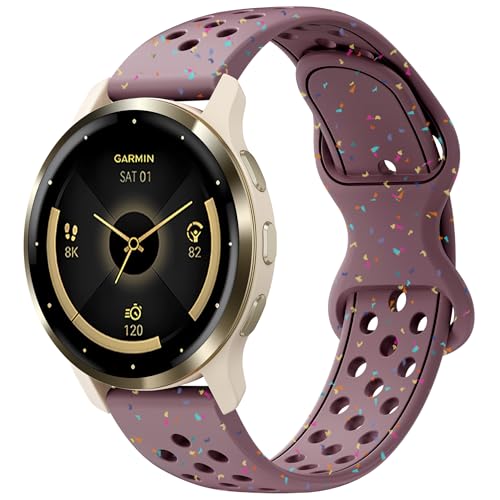 Laband Correa de reloj de silicona deportiva colorida de 18 mm compatible con Garmin VVenu 3S 41mm/Venu 2S/Vivoactive 4S/Vivomove 3S/Forerunner 255S/Forerunner 265S, correa deportiva suave de plástico