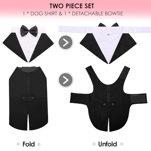 AOFITEE Conjunto formal de fantasia de smoking para cães e bandana, terno de festa de casamento para