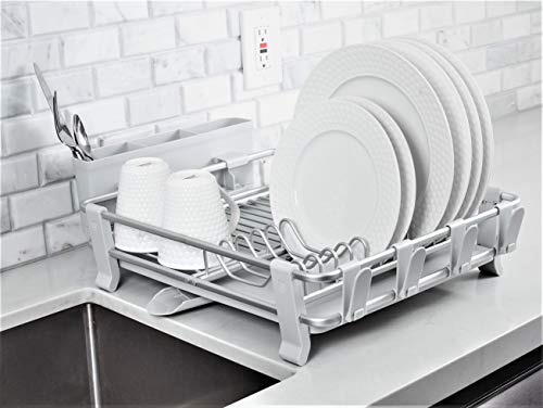 Real Home Innovations Designer Series Milan Single Tier Dish Rack, Extra Large, Satin Aluminum Gray #TOP1