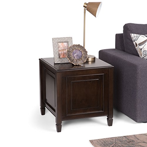 Simplihome Connaught Solid Wood 21 Inch Wide Rectangle Traditional End Side Table With Tray In Dark Chestnut Brown, For The Living Room And Bedroom #TOP3