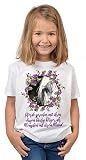 Pferde Sprüche Mädchen T-Shirt - Pferde-Motiv Shirt Kindershirt : Pferde sprechen mit ihren Augen häufig klüger, als Menschen mit ihrem Mund - Coole Pferde-Sprüche Weisheiten Gr: S = 122-128