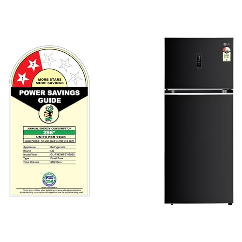 Image of LG 466 L 2 Star Frost Free Double Door Refrigerator, Smart Inverter Compressor, Wi-Fi Enabled, Door Cooling, Ebony Sheen Finish, 2025 Model (T492MESY)