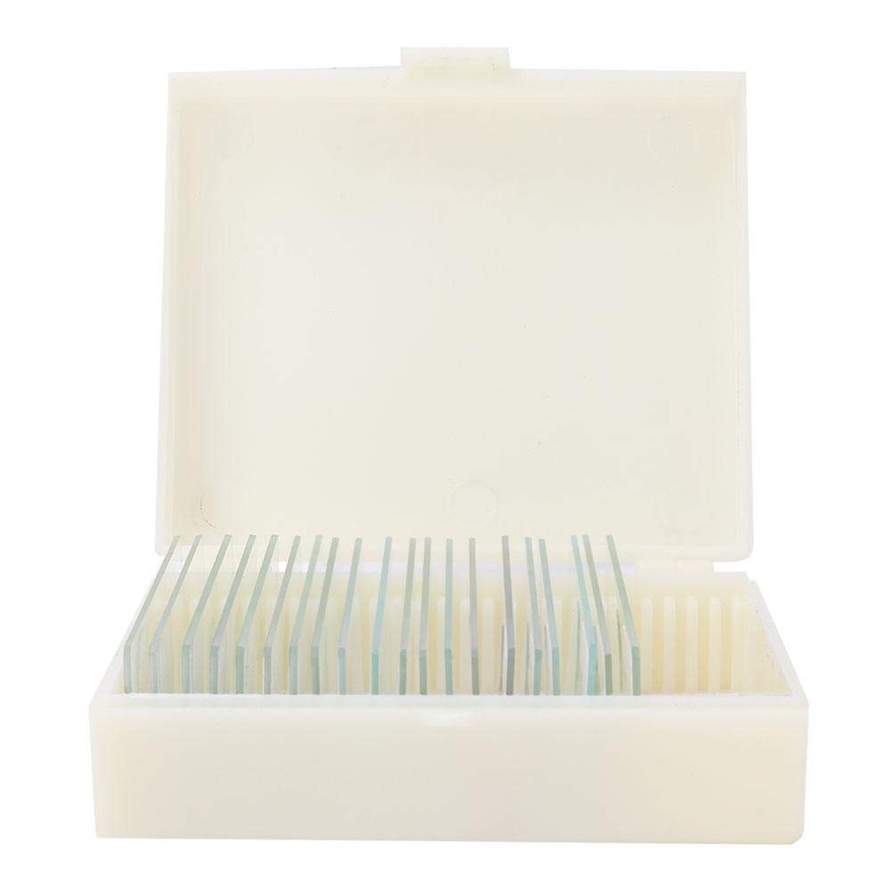 20pcs Glass Prepared Microscope Slides,Bacterial Specimens Biology slice,Micro Slide set,with plastic Box, Coverslips for Home school Lab