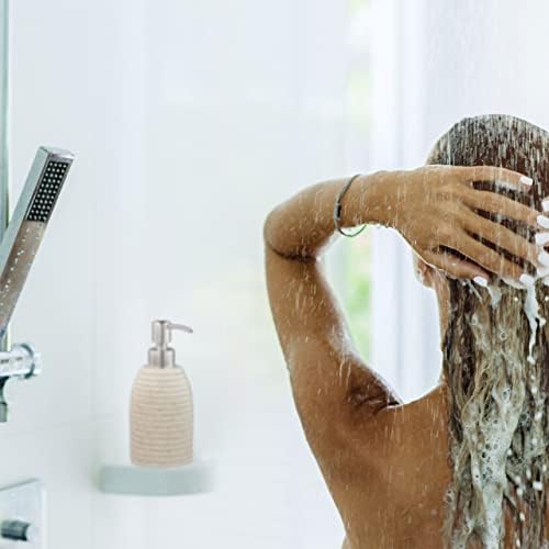 Relaxdays Dozownik mydła, 300 ml, do wielokrotnego napełniania, łazienki, WC, kuchni, dozownik mydła w płynie, żywica poliestrowa, pompa ze stali nierdzewnej, beżowy