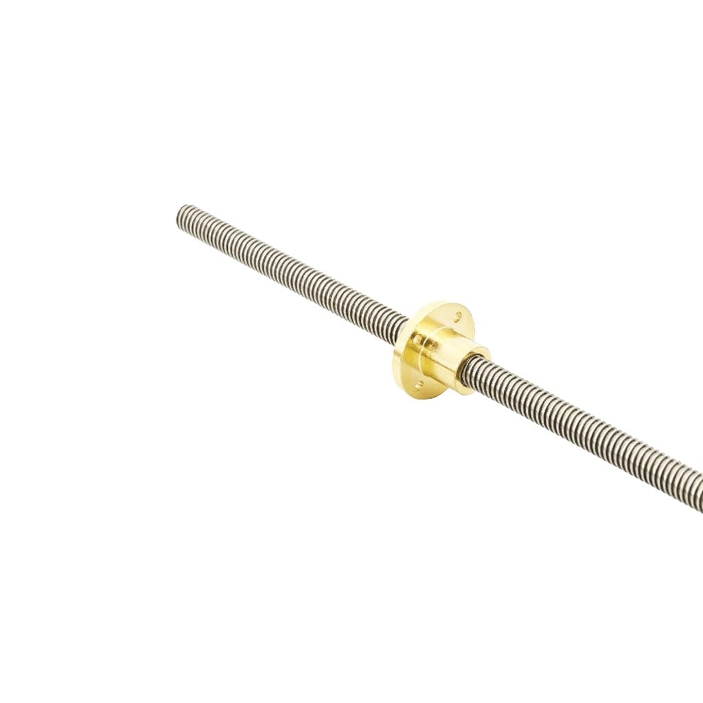 Tornillo de paso helicoidal T10 de acero inoxidable 304 con tuerca de latón - 420 mm(P=2mmxL=12mm)