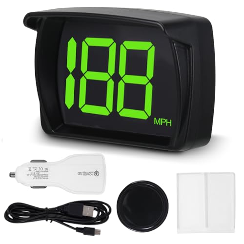 QESSUVNC Digital GPS Speedometer HUD Heads up Display Real-time Car Speedometer, With USB Dual Quick Charger & Non-slip Mat, Suitable for Truck, SUV, Motorcycle(MPH)
